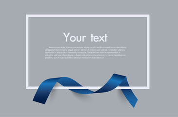 Frame and border of Blue ribbon, template elements use for aniversary card , presentation or celebrate card ,Vector design