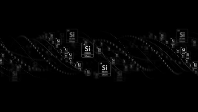 SILICON Molecule Symbol, Chemistry Periodic Table, Animation, Background, Rendering, Loop

