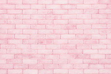 Fototapeta premium Pastel pink and white brick wall texture background. Brickwork pattern stonework design stack. Home design backdrop decoration.