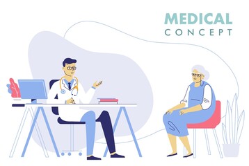 Medicine concept with doctor and old patient.