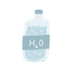 Water bottle in cartoon flat style isolated on white background. Vector illustration of zeo waste ware