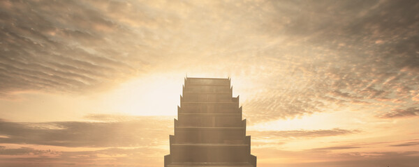 Stairs to Doors Paradise - concept on religions Faith, forgiveness to God, 
Heavenly gate sunbeam gold motivation imagination, heaven above stairs in fog and under light 2021,
2022 ,stairway to heaven