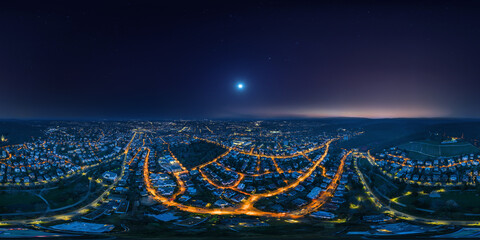 wiesbaden germany 360° x 180° equirectangular vr aerial night environment