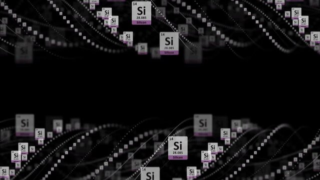 SILICON Molecule Symbol, Chemistry Periodic Table, Animation, Background, Rendering, Loop
