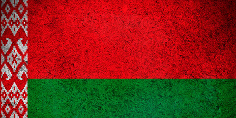 Belarus flag, grunge texture background. National country flag painted on concrete wall