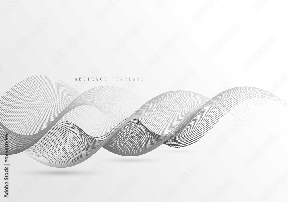 Poster abstract tech line wavy simple isolated object template.