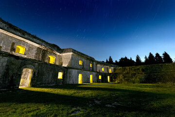 Night at the Fort Punta Corbin. Tresché Conca, Roana, Vicenza province, Veneto, Italy, Europe. - obrazy, fototapety, plakaty
