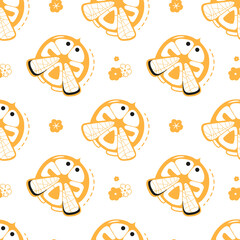 Seamless pattern with cute bugs in sketch style. Doodle beetles. Creative texture for print, textile, wallpaper, fabric, wrapping paper, kids design.