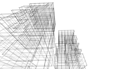 architecture building 3d drawing 