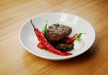 beef steak with grilled vegetables