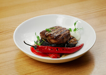 beef steak with grilled vegetables