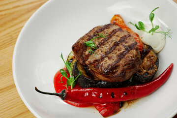 beef steak with grilled vegetables