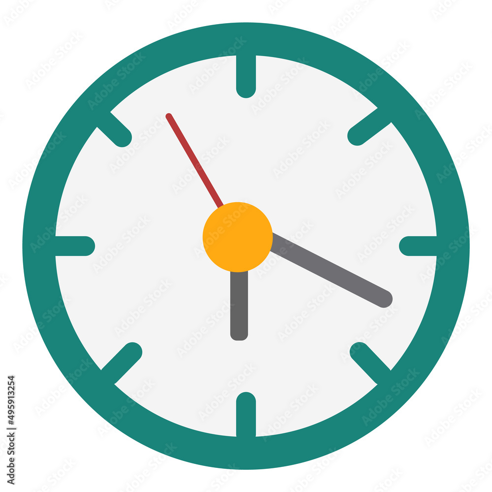 Poster clock face icon. round time device with arrows