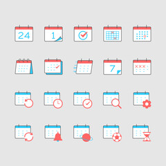 Calendar simple color icons. Editable stroke.
