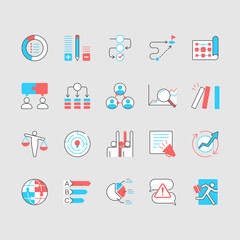 Business simple color icons. Editable stroke.
