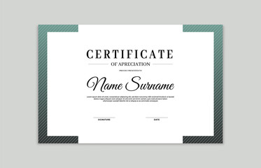 Green and gold certificate border template. For appreciation, business and education needs
