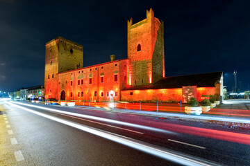 Night at the Scaliger castle of Salizzole. Verona province, Veneto, Italy, Europe.