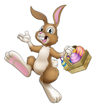 recommend clip art: Easter Bunny Cartoon Rabbit With Eggs Basket