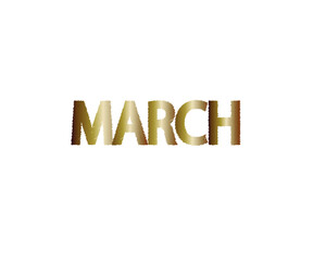 March scratched bronze calendar with white background