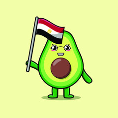 Cute cartoon Avocado mascot character with Egypt Country flag in modern design 