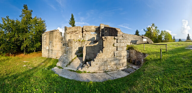 The Mount Rust optical station is an Austro-Hungarian vestige of the Great War. Lavarone, Alpe Cimbra, Trento province, Trentino Alto-Adige, Italy, Europe.