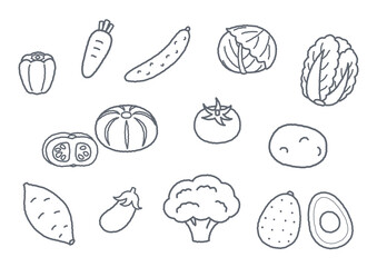 野菜のイラスト　線画
