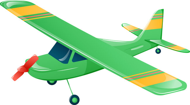 recommend clip art: Light green aircraft. Airplane with propeller, vector illustration