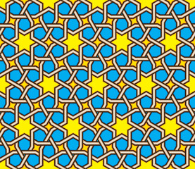 Seamless Oriental Geometric Vector Pattern 3 - Moorish Art from the Alhambra in Granada, Spain - Endless Repeatable Background Tile - Easy to Color Edit