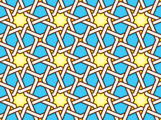 Seamless Oriental Geometric Vector Pattern 1 - Moorish Art from the Alhambra in Granada, Spain - Endless Repeatable Background Tile - Easy to Color Edit