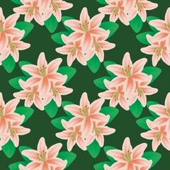 Seamless pattern watercolor lily flower for printing, fabrics, beautiful floral shirts.