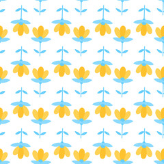 Flowers seamless pattern. Scandinavian style background. Vector illustration for fabric design, gift paper, baby clothes, textiles, cards.