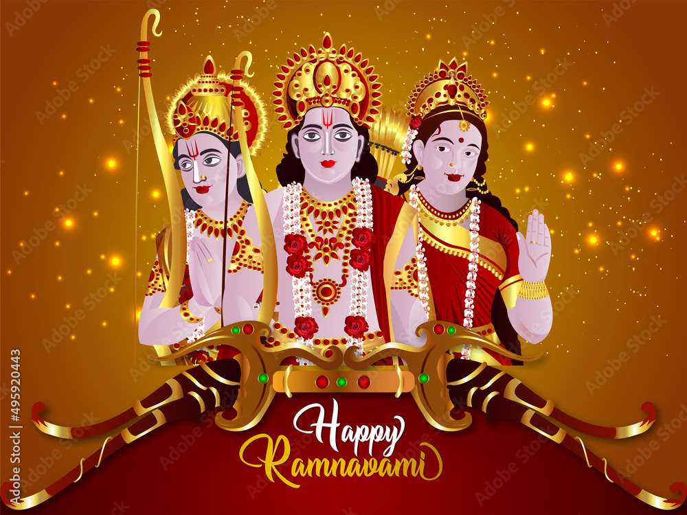 Wall mural Vector illustration of lord rama for happy ram navami celebration