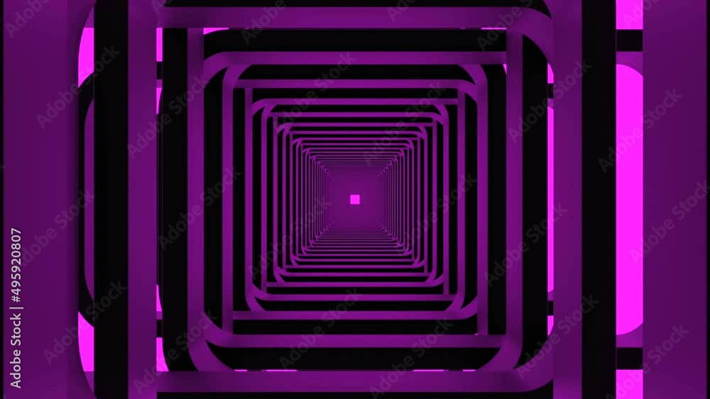 Poster movement through square 3d tunnel. design. 3d lines in square tunnel with colored background. looped