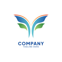 Abstract Flying Logo, Flying Butterfly Wings Abstract Icon Vector