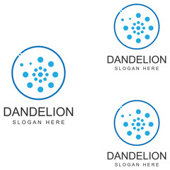 Dandelion flower logo and symbol design vector illustration template
