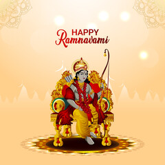 Fototapeta Vector illustration of lord rama for happy ram navami celebration obraz