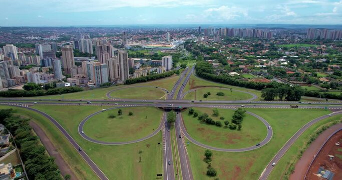 Ribeir&atilde;o Preto S&atilde;o Paulo Brazil - Circa march, 2022: : Aerial image of the Antonio Duarte Nogueira highway