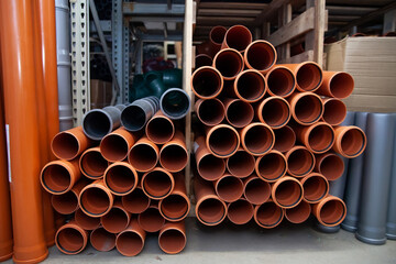 Plastic pipes for water sewerage system in a shop