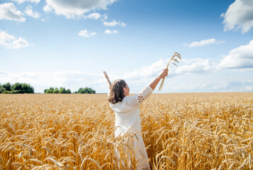  Freedom and serenity concept with mature natural female model.