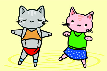 Funny animals. A little kitten.
Vector image in cartoon style. Color image.