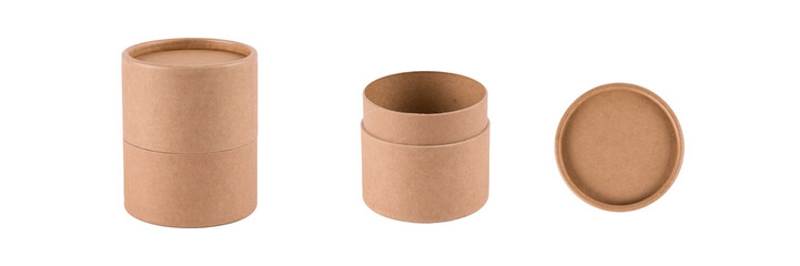 Mockup template of paper tube with paper lid isolated on white background for your design or...
