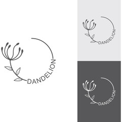 Dandelion flower logo and symbol design vector illustration template