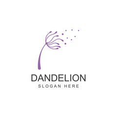 Dandelion flower logo and symbol design vector illustration template