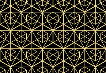 The geometric pattern with lines. Seamless vector background. Gold and black texture. Graphic modern pattern. Simple lattice graphic design