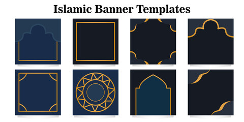 Set of islamic banner templates. blank banner. ramadan, eid, fitr, adha banner templates