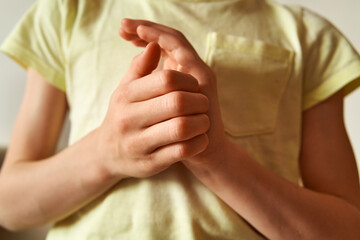 Child practicing EFT tapping - emotional freedom technique