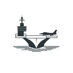 aircraft carrier ship illustration, vector art.