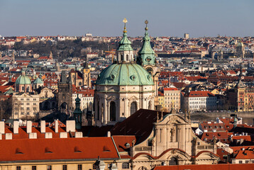 Obraz premium St. Nicholas church and panorama of Prague historical building.