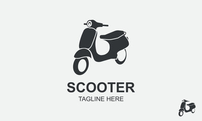 Scooter Logo Design Template. Scooter Logo design silhouette vector template. Motorbike shop store Logotype concept icon.