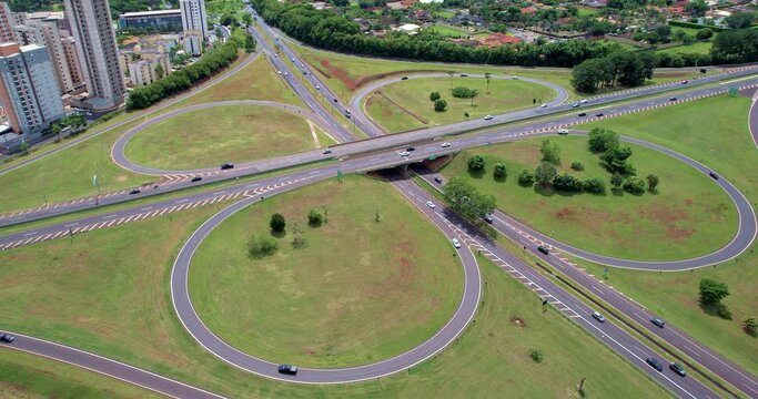 Ribeir&atilde;o Preto S&atilde;o Paulo Brazil - Circa march, 2022: : Aerial image of the Antonio Duarte Nogueira highway